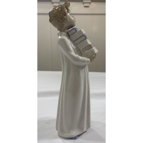 Nao Boy With Books Figurine 11" Ready For Tomorrow Porcelain Spain Vintage - Picture 2 of 5
